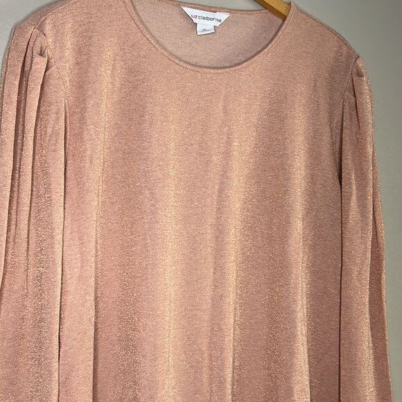 Liz Claiborne Puff Long Sleeve Metallic Blouse - Picture 4 of 9